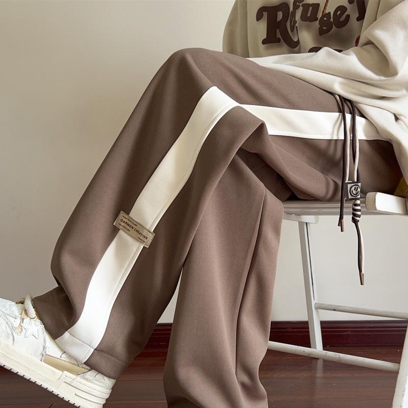 

Women s And Men s Thin Sport Pants Color-blocked Sweatpants Loose Casual Pants XL коричневий