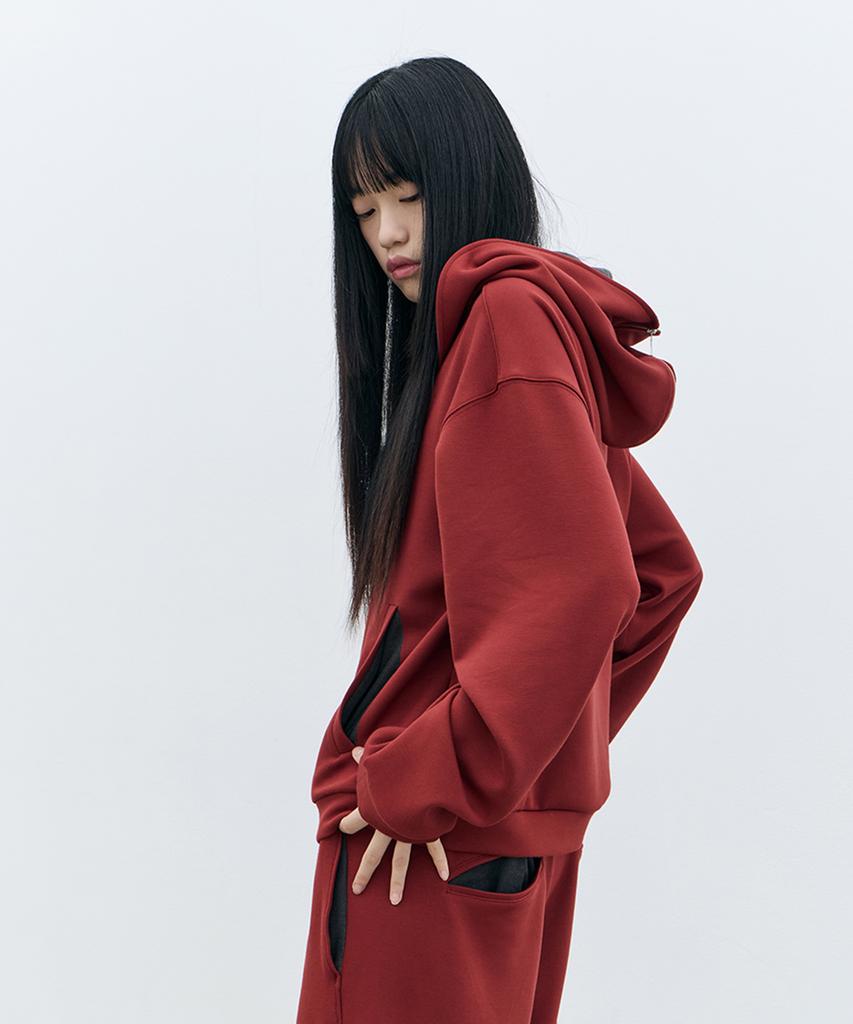 ROWM Soft Contour Hooded Zip-Up (Red/Charcoal)