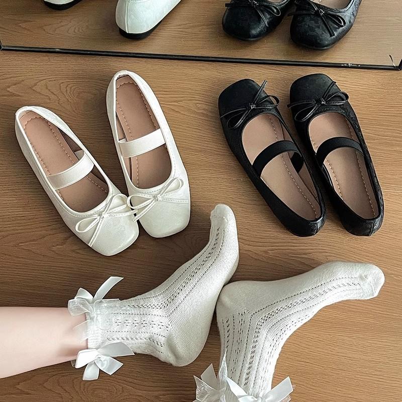 Retro French shallow mouth flat sole shoes women's 2025 new fashion summer ballet style with skirt Mary Jane women's shoes