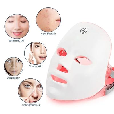 Máscara Facial LED de 7 Cores Terapia de Fótons de Luz Vermelha Antirrugas Firmadora da Pele Clareadora Tratamento para Acne Cuidados com a Pele Máscara LED Facial