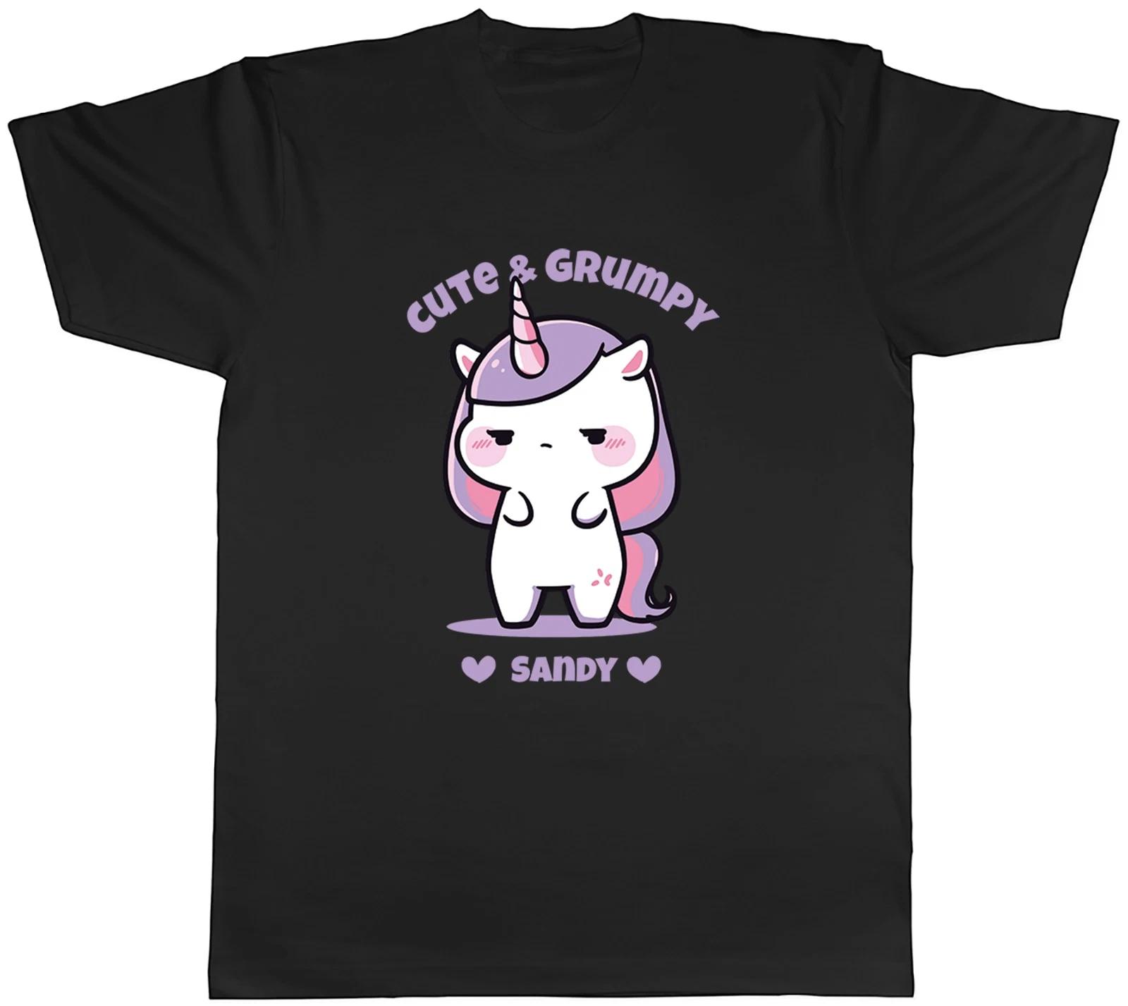 Personalised Unicorn Cute & Grumpy Mens T-Shirt Rainbow Magical Tee Gift S