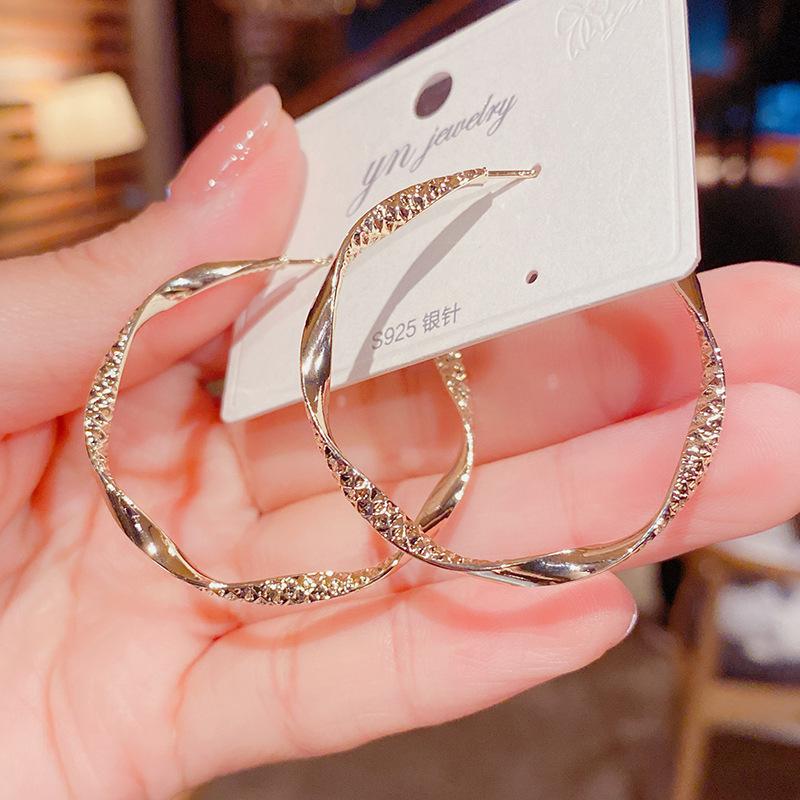 

Европейские и американские серьги-кольца большого размера, подчеркивающие стиль, 111 серебряных штифтов, индивидуальный дизайн, витые неправильные серьги 925 silver needle