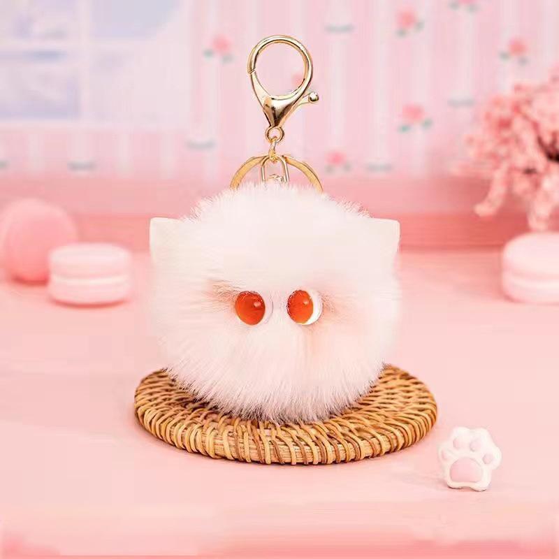 Lovely Cartoon Cat Pendant Keychain for Children Cute Plush Kitten Animal Keyring Llaveros