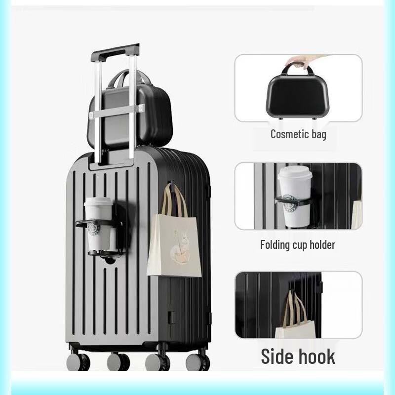 Aofiya 24-Inch Multi-functional Luggage with Cup Holder & USB