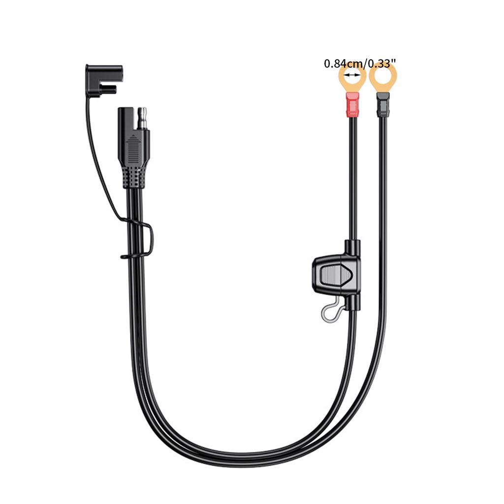 18AWG SAE Battery Connector Cable SAE to O Ring Terminal Harness with 15A ProtectionFuse 2-Pin Quick Disconnect Plug