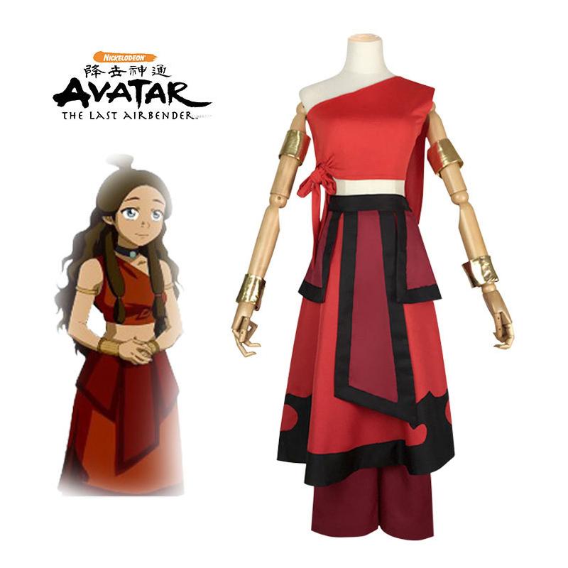 Anime Avatar The Last Airbender Katara Fire Nation Aang Cosplay Costume Adult Women Halloween Carnival High Quality Clothes