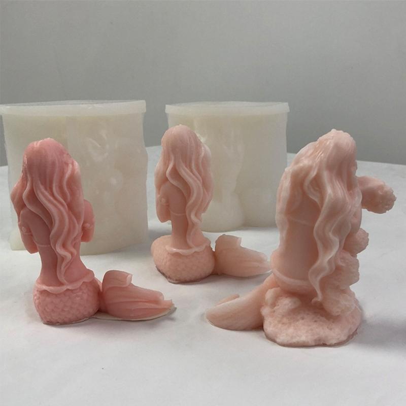 Kerzen-Silikonform Langlebig 3D Meerjungfrauen Duftkerzen-Harzform Gips-Dekorationen Form DIY Gips Aromatherapie