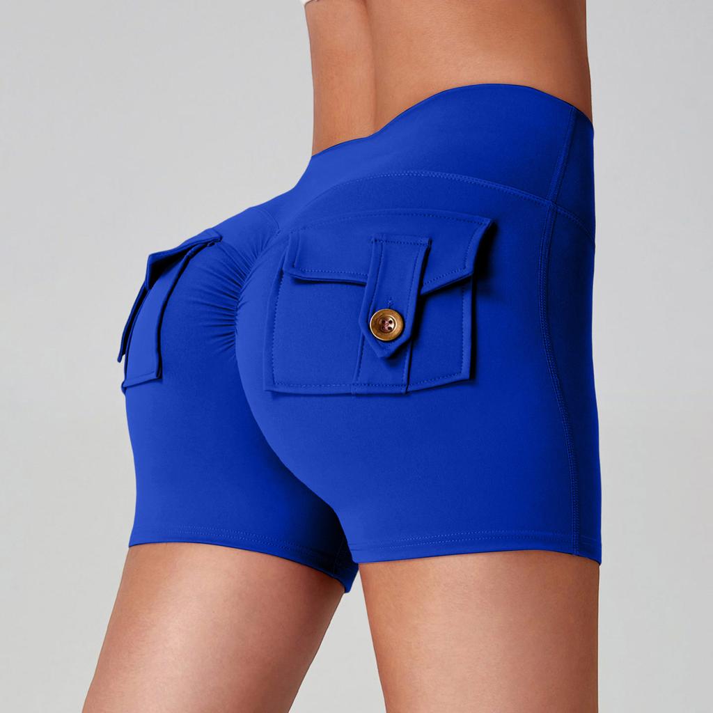 Women's Workwear Hip Lifter Yoga Shorts High Waist Pocket Sports Fitness Shorts