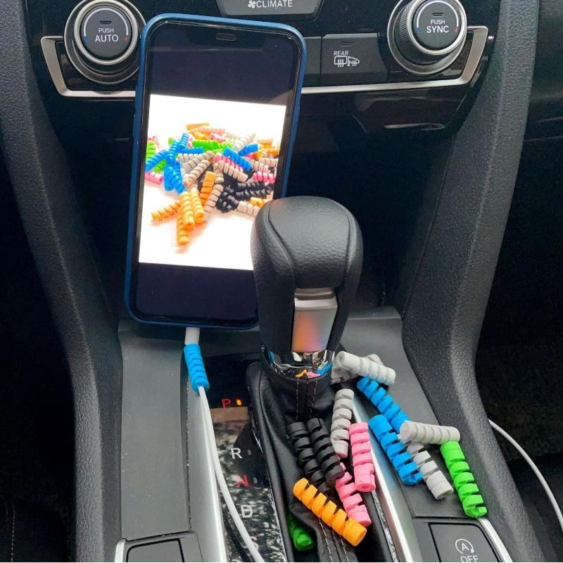 50Pcs Data Cable Wired Earphone Silicone Protective Case Mobile Phone Charging Cable Earphone Cable Spiral Protector