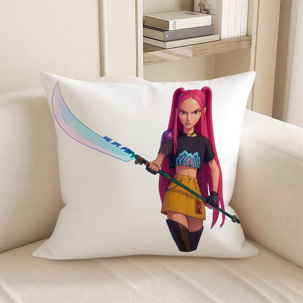KPop Demon Hunters  K-Pop style HunTrix character printed pillowcase: Colorful girl strikes fashion home decoration