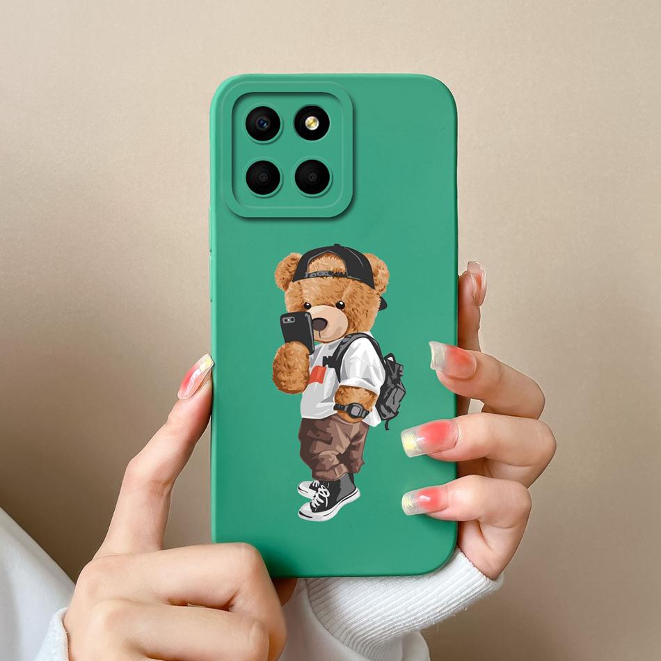 For Huawei Honor X6 X6S X6A Case Cartoon Liquid Silicone Full Coverage Anti Drop Phone Shell For HonorX6 X 6 X6 S A Bumper Funda