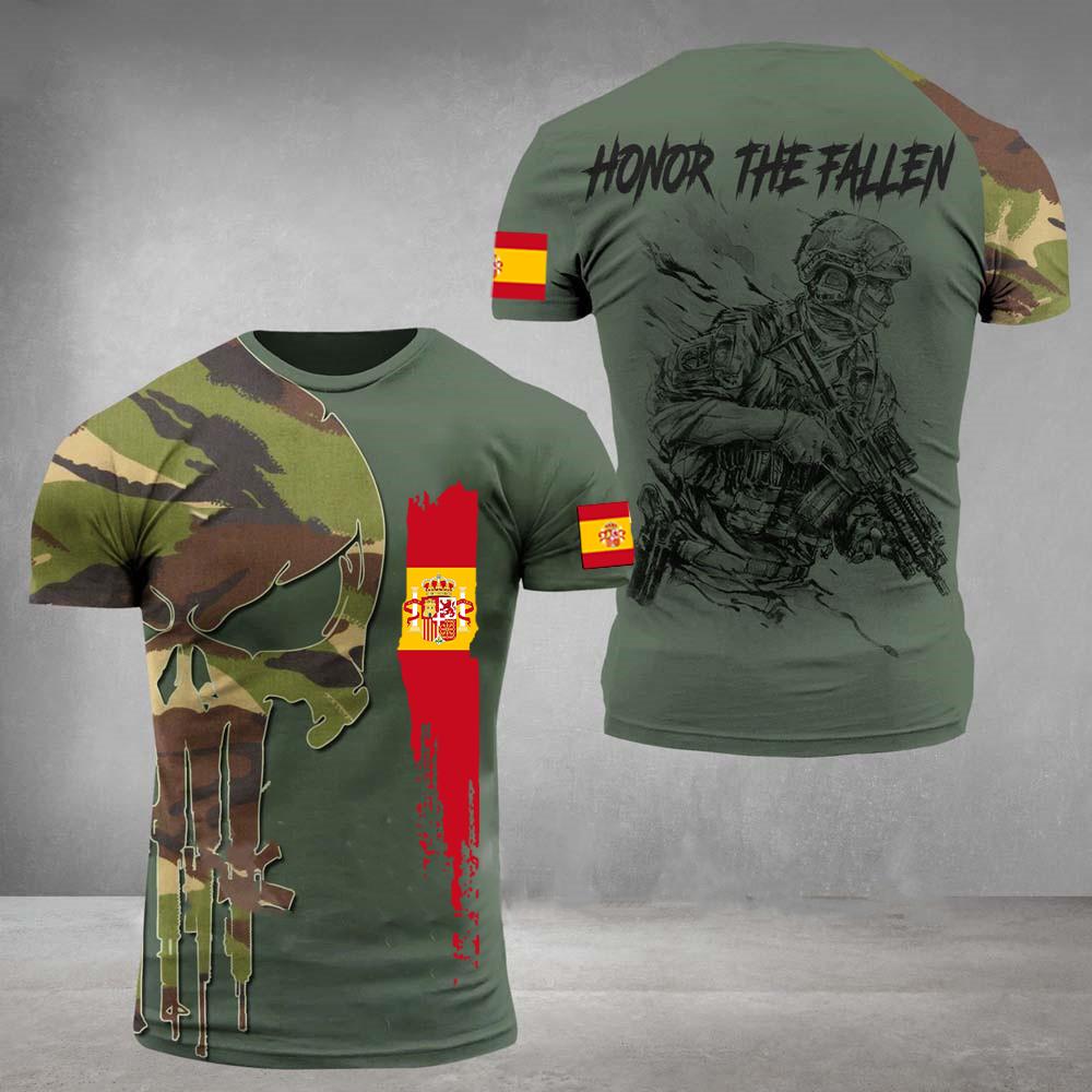 Mode Neue Spanische Armee Herren T-Shirt Veteran Soldat Flagge Druck Sommer Kurzarm Übergroßen O Hals Pullover Tops Kleidung