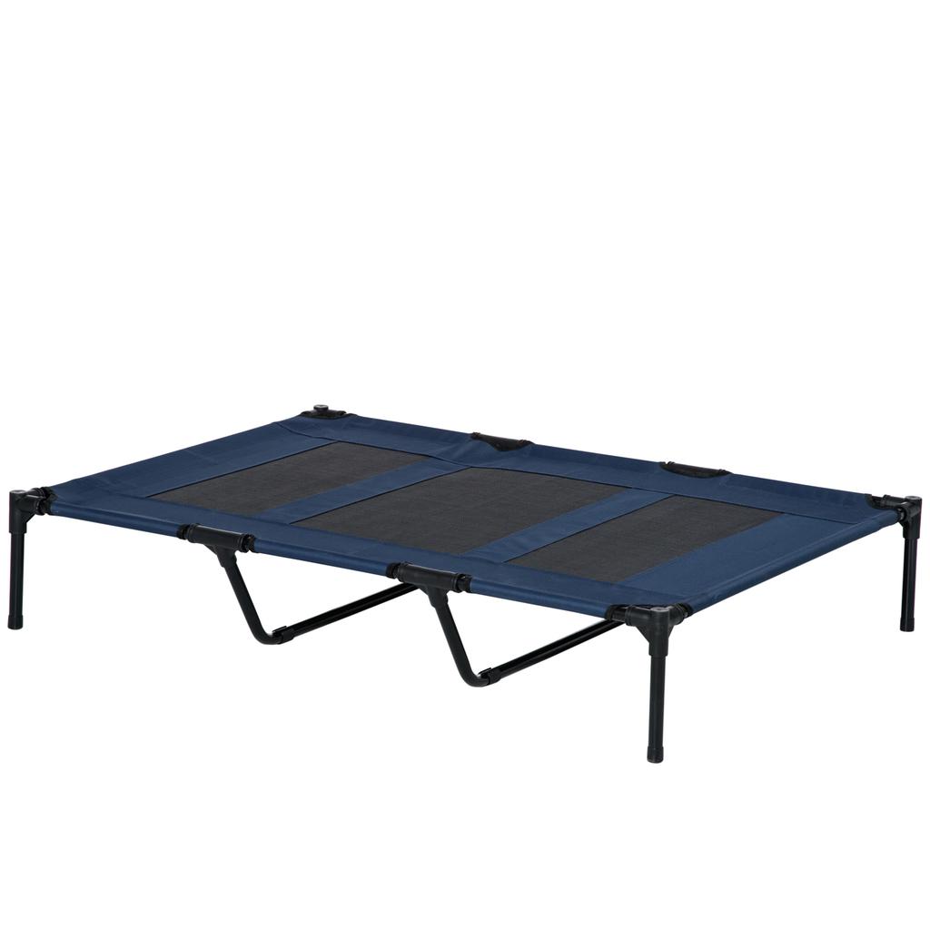 Dog Bed, Foldable, Outdoor Dog Bed, Elevated Stand, 122 Cm X 92 Cm X 23 Cm, Blue + Black