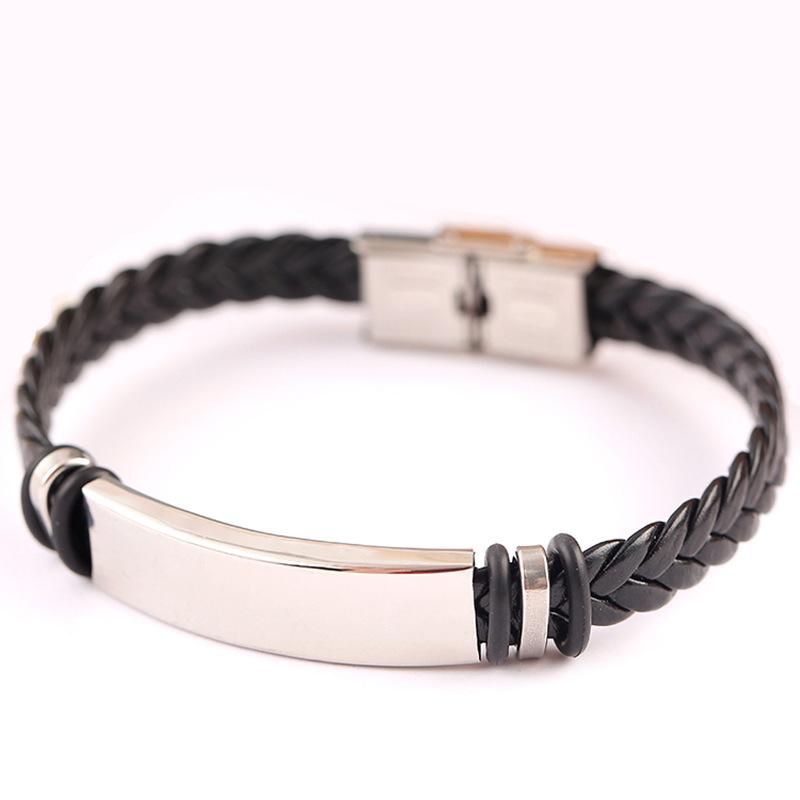 Stainless Steel Leather Bracelet Custom Engraved Couple Bracelets Men High Quality Jewellery Suppliers ALN25122259 trendy