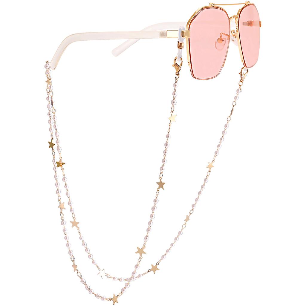 Mask hanging chain glasses chain pearl pentagram disc mask chain peach heart metal glasses chain spot