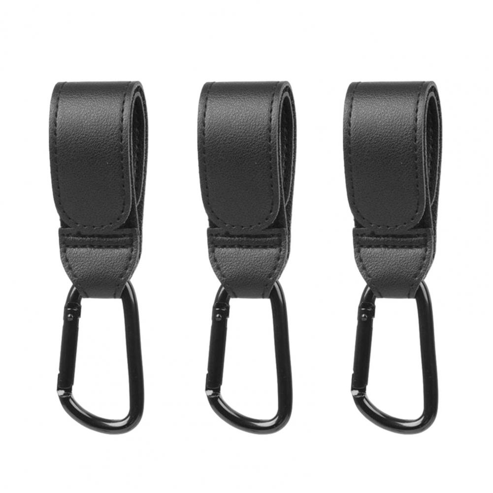 Fastener Tape Hook Durable Stroller Hook Baby Stroller Hook Set with Faux Leather Fastener Tape Diaper Bag Hanger for Prams