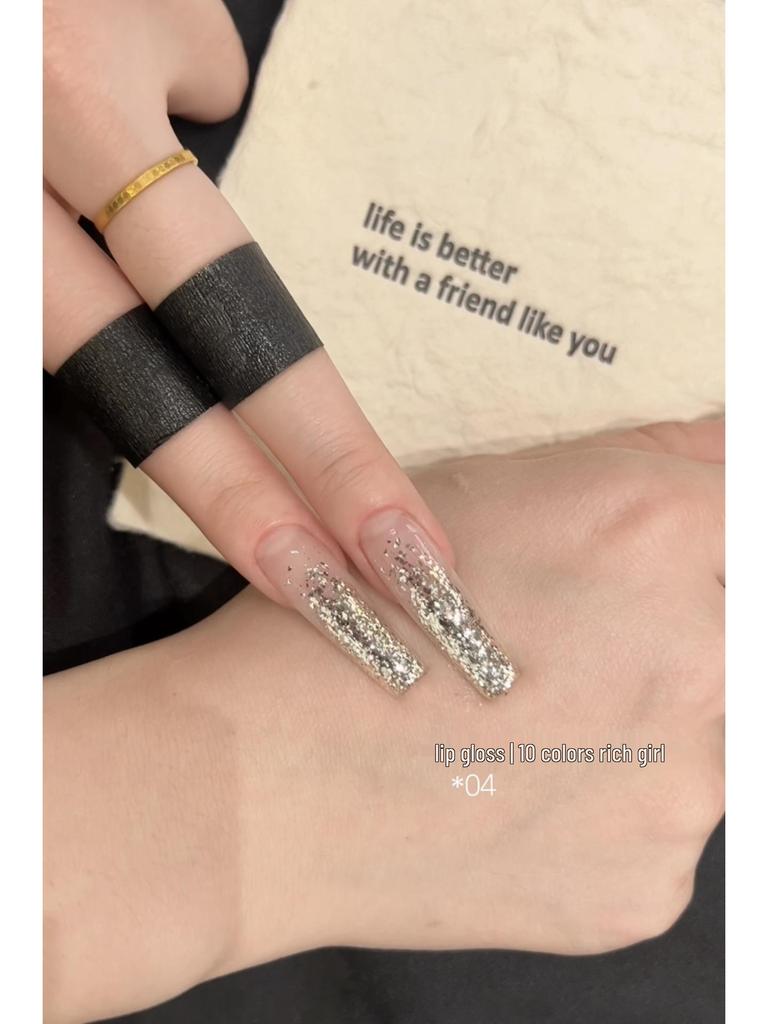 Rich Girl 10-Color Glitter Gel Nail Polish: Gold & Silver Ice Transparent Diamond Shine