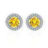 Luxury Female Crystal White Zircon Stud Earrings Simple Gold Round Earrings Vintage Wedding Earrings For Women