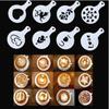 [i Cafilas][SS] 1PC Stainless Steel Chocolate Shaker Cocoa Flour Sugar Powder Coffee Sifter +8 PCS Coffee Stencils Template +1 Gold Spoon