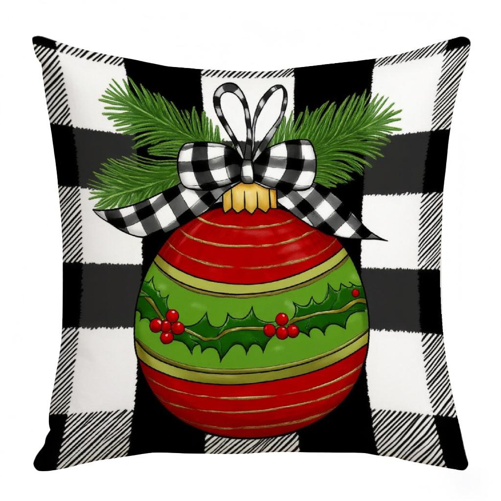 Christmas Pillow Case Decoration Plaid Car Christmas Tree Element Sofa Atmosphere Decorative Waist Cushion
