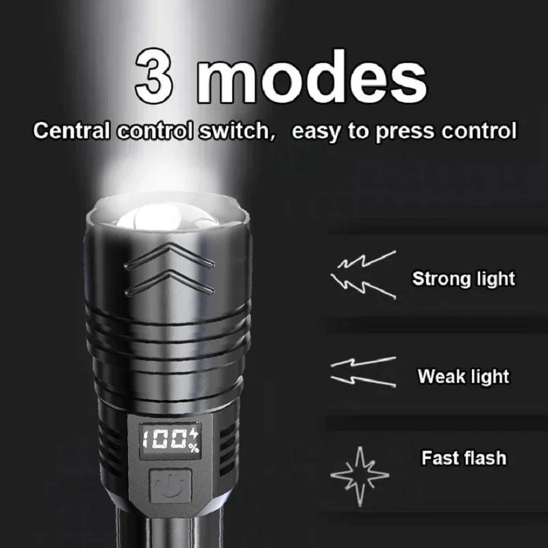 High Power Led Flashlight 1000000LM Powerful Flashlight Portable USB Rechargeable Led Lamp 2000mah Emergency Camping Torch