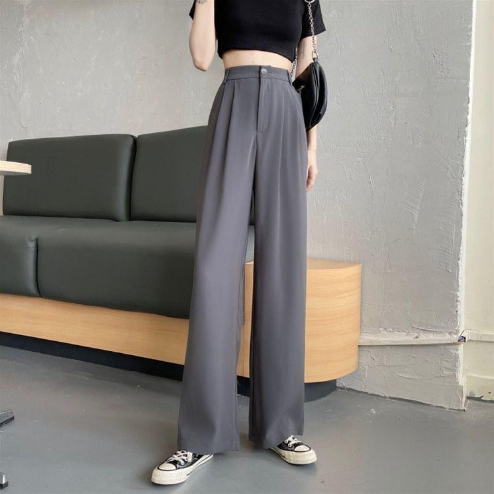 Office Baggy Suit Pants Casual High Waist Pants Fashion Straight Leg Pants  Daily