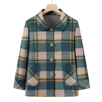 Spring Plaid Jacket Lapel Women's Season Gown Aged Wife Clothes