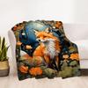 1 Stück Fuchs Waldblumen Flanelldecke, Bequeme und Warme Decke, für Camping Sofa Bett und Couch Büro016