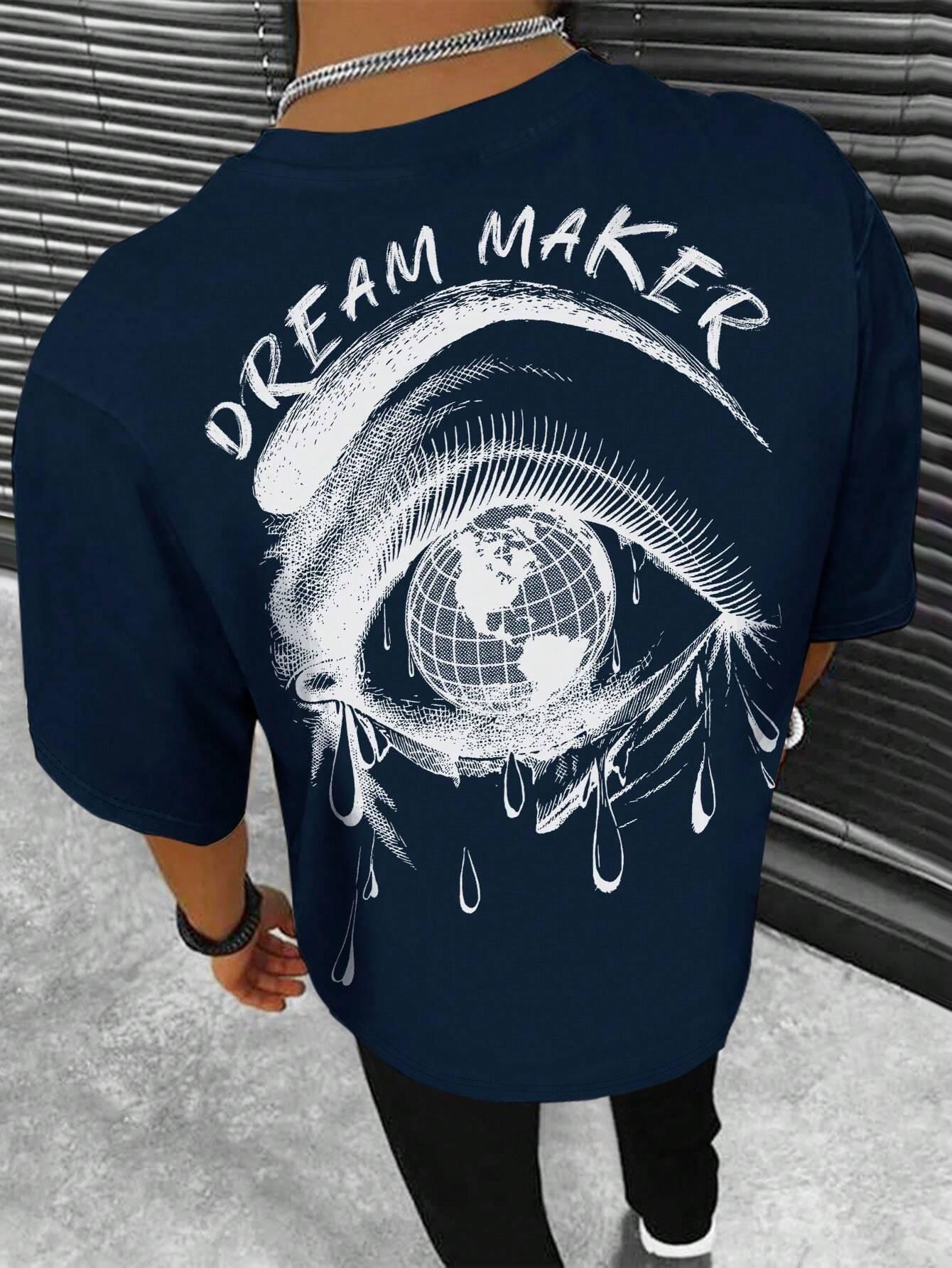 

Футболка с принтом «Dream Maker Tearful Earth», мужская одежда, летняя свободная футболка, повседневная уличная футболка из хлопка, футболки большого размера в стиле хип-хоп 4XL