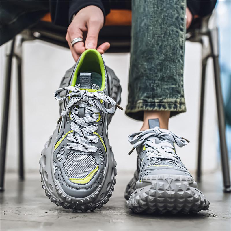 

Dad shoes new thick-soled heightened mesh breathable sneakers retro niche running shoes 44 сірий колір