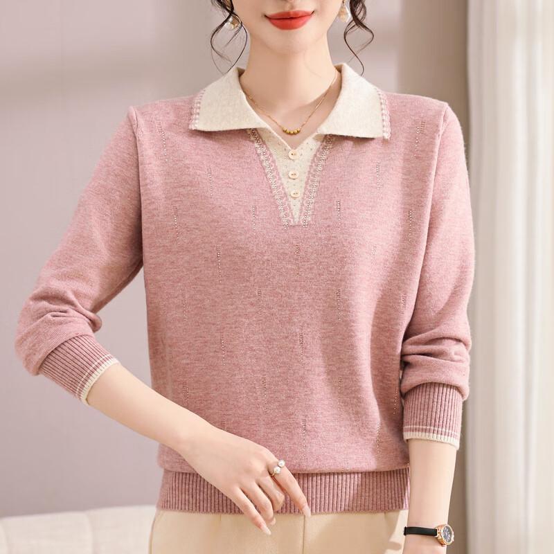 Middle-Aged & Elderly Women's 2025 A/W Lapel Knitted Pullover Top