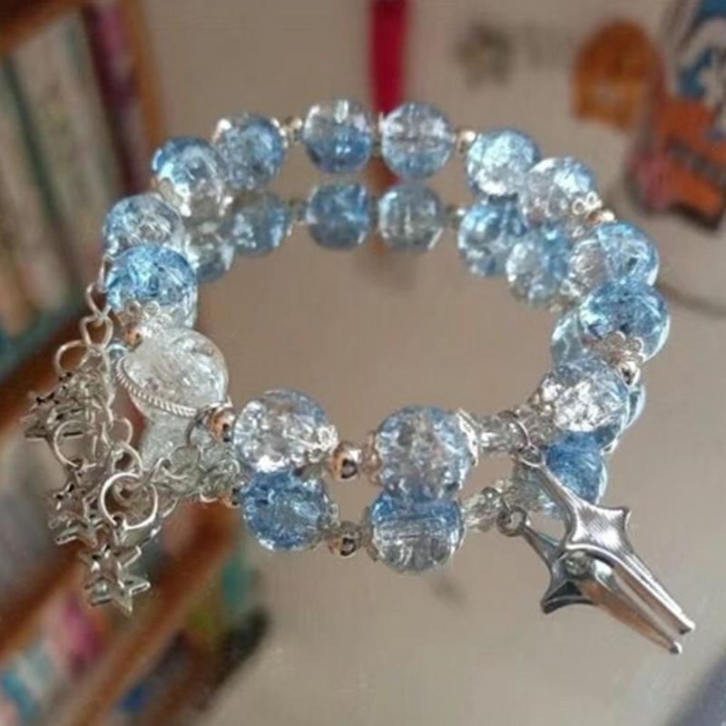 Elastic Rope Bracelet Fashion Bead Wristband Crystal Elastic Bracelet Showcases Individuality for Fashionable Adults