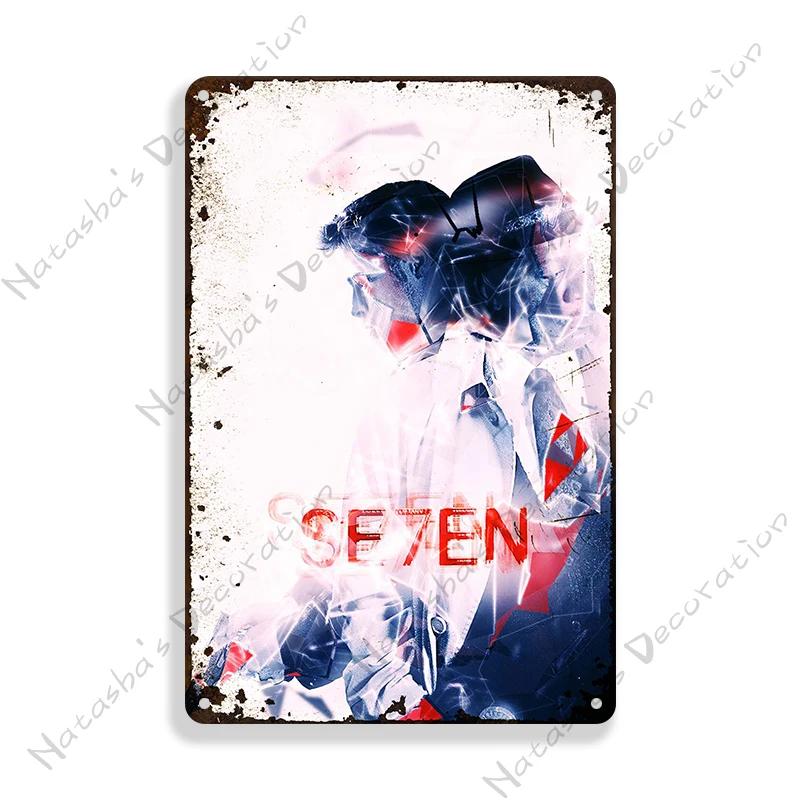 Classic Movie Poster Se7en Metal Sign Wall Plate Retro Decorative Sign Home Bar Club Cafe Cinema Wall Decor Vintage Metal Plaque