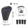 uxcell Black Universal 5-Speed PU Leather Manual Stick Shift Knob Auto Car Gear Lever Shifter with Hole Blue Stitching