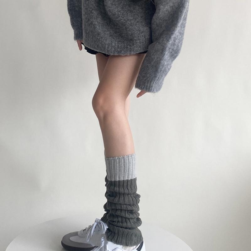 Campus Style Leg Warmers Gothic Knit Long Socks Leggings Gaiters Autumn Winter Cuffs Ankle Heaps Socks