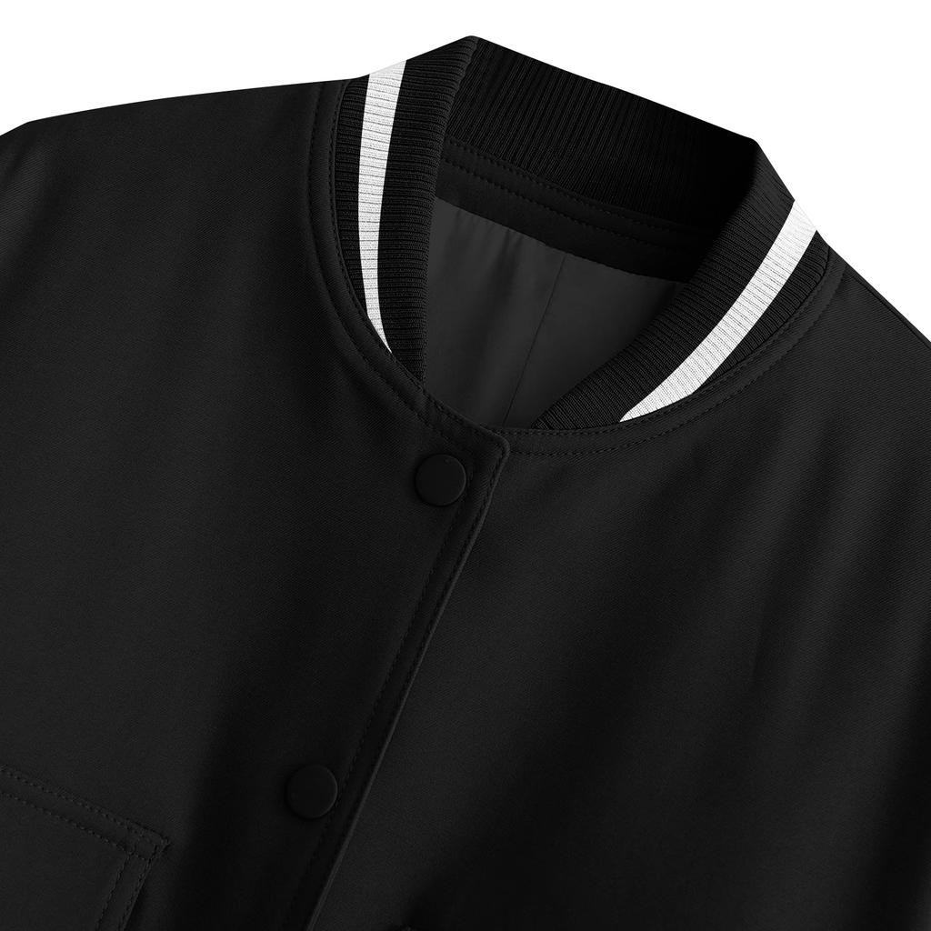 Ladies' Fashion Large Pocket Short Long Sleeve Button Jacket Coat