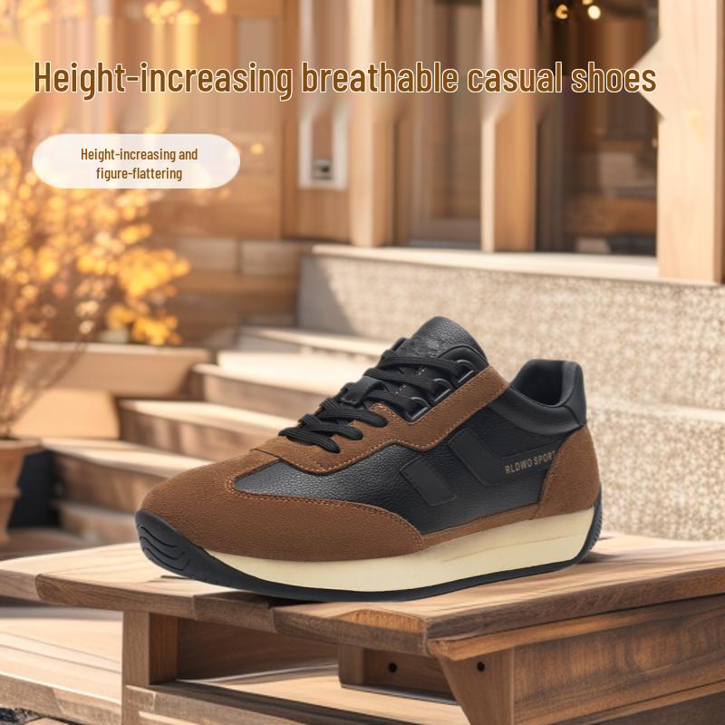 

Men s Trendy Thick-Soled Sports Sneakers - Soft Leather Casual Shoes Size 44 чорний