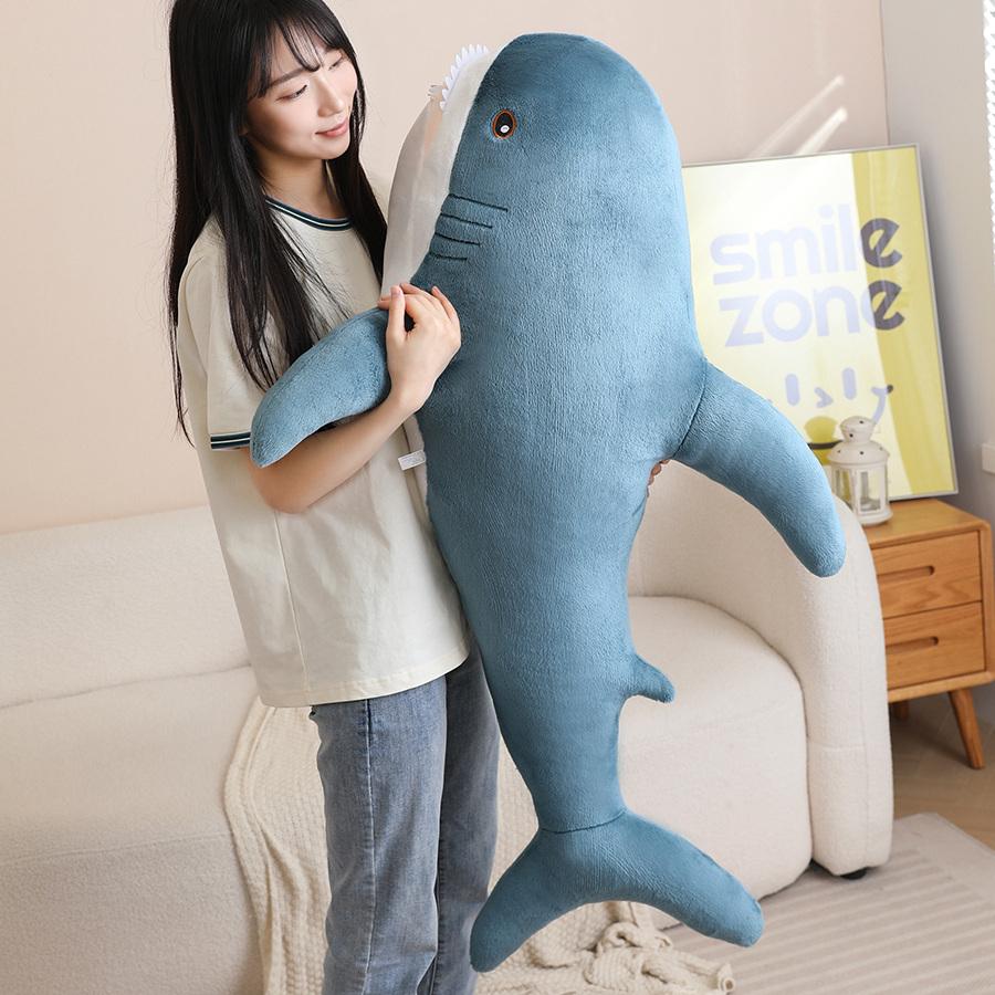 30/45/60/80/100cm Lustiges Niedliches Hai Plüschtier Weiches Stofftier Lesekissen für Geburtstagsgeschenke Kissen Puppe Geschenk