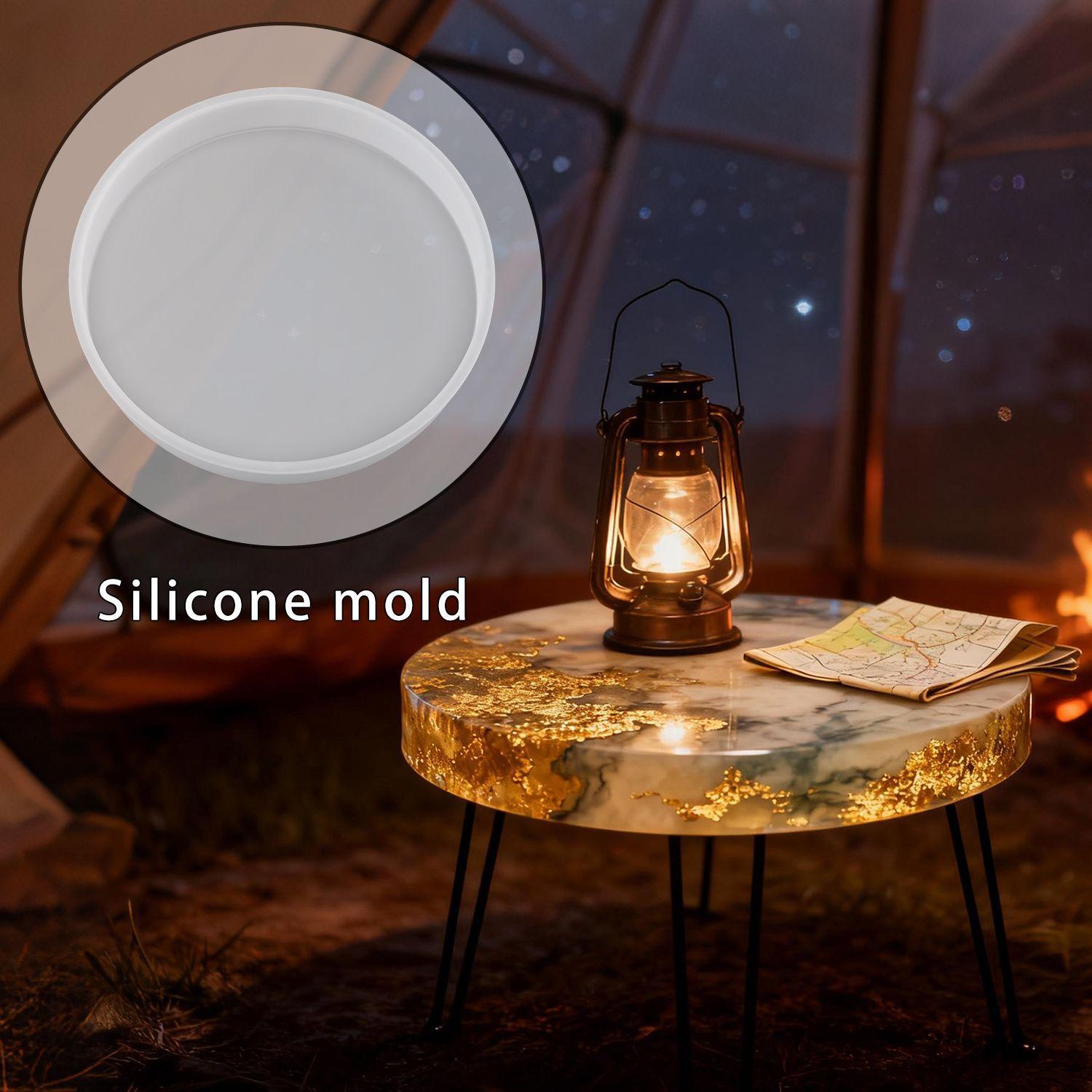 DIY crystal epoxy resin round disc mold, resin mold for desktop displays, plaster silicone mold for home decoration