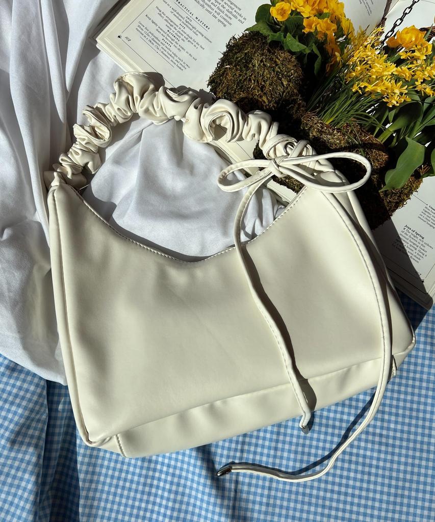 WEGO WC Gathered Shoulder Size White Ivory 2-Way Bag, Girly, Women's, F,