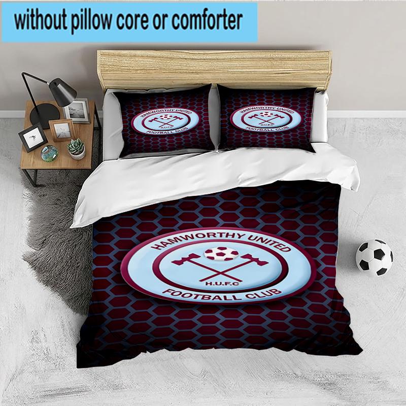 3PCS Football Club Ham-worthy Homes Bedding set,Ideal For1pc Duvet Cover And 2pcs Pillowcases Perfect for Christmas,Ideal for Bedroom, Dormitory