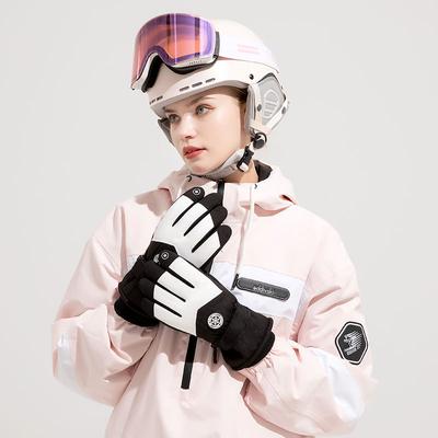 Men's Autumn and Winter Ski Gloves for Outdoor Riding, Cold-proof, Water-repellent, Anti-slip, Velvet and Thickened Touch Screen Warm Gloves for Women