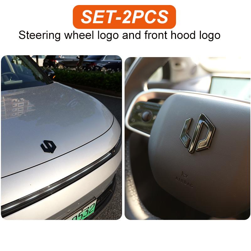 

Linnunu Fit for Leapmotor C10 Black Car Car Exterior Decoration Parts Front Cover Car Steering Wheel Wheel Car Rear Decorative Stickers Car SET-2PCS