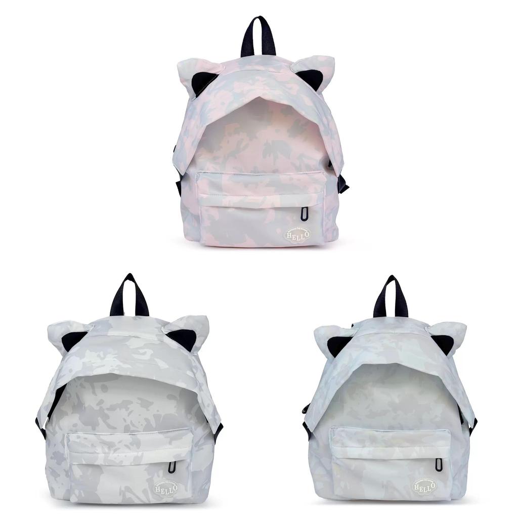 Cartoon Cat Ear Backpack For Girls With Nylon Material And Spacious Design For Daily Use