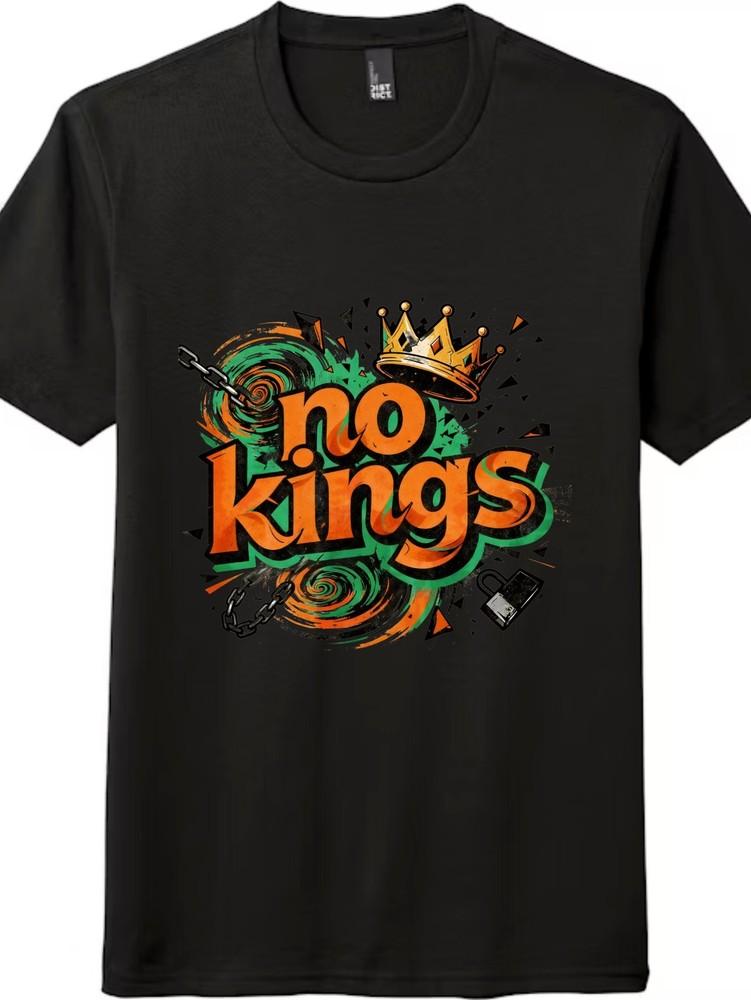 

Unisex Trendy Short-sleeve T-shirt No Kings Crown Graffiti Casual Streetwear Tee L