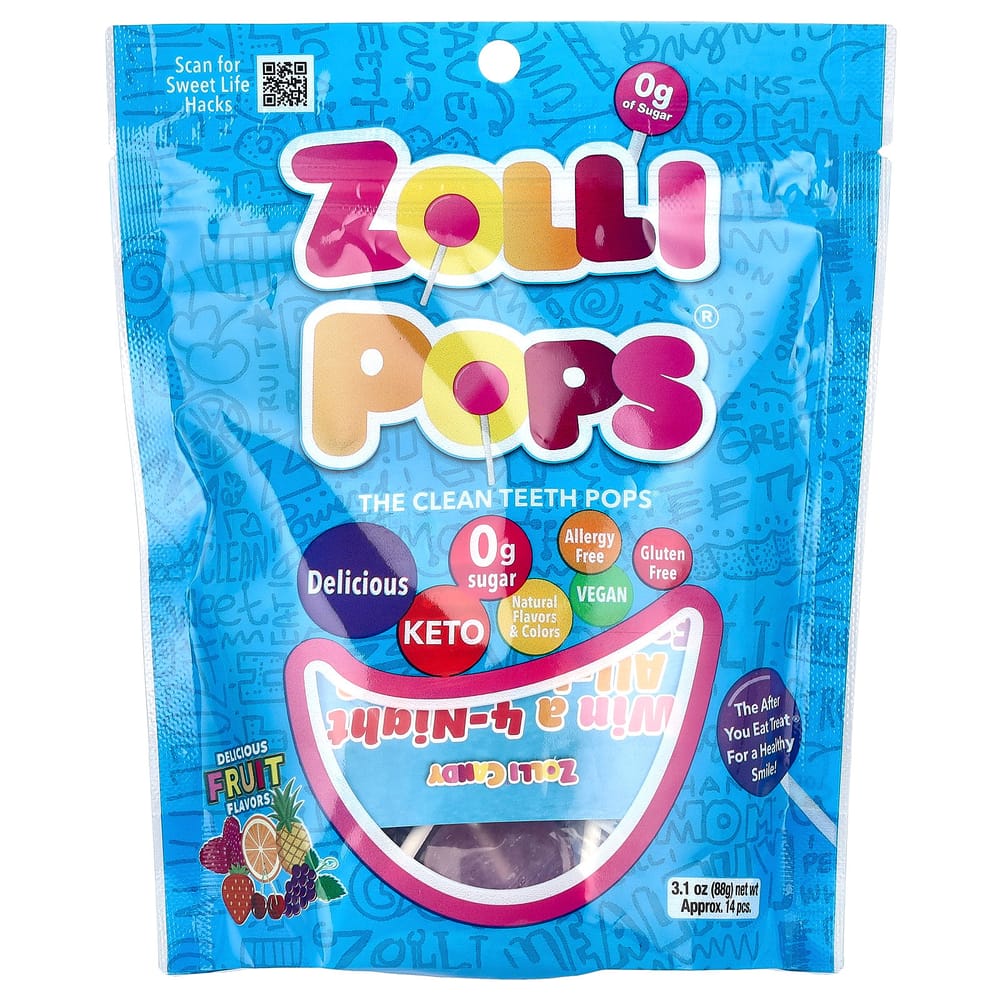 iHerb Zollipops The Clean Teeth Pops Delicious Fruit Flavor, Approx. 13-15 Pieces, 3.1oz