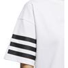 adidas Neo W Cs Mar Tee Striped Sports Half High Neck Short Sleeve Drop Shoulder T-Shirt Women Tops White GP5469