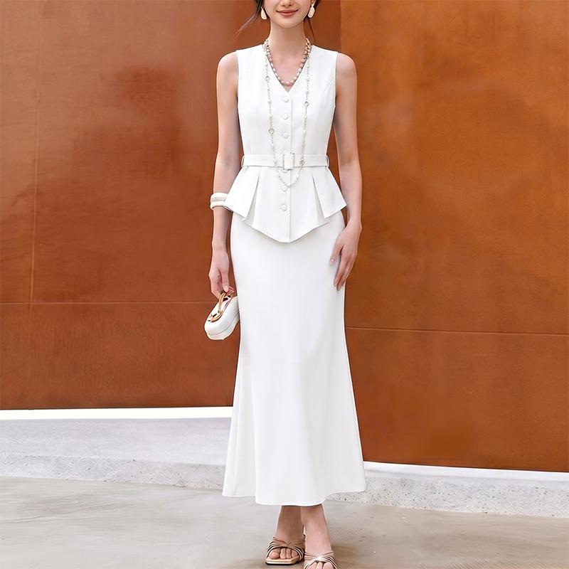 ZANZEA Women Sleeveless Vest Tops and Fishtail Skirts Casual Two Piece Suit Sets