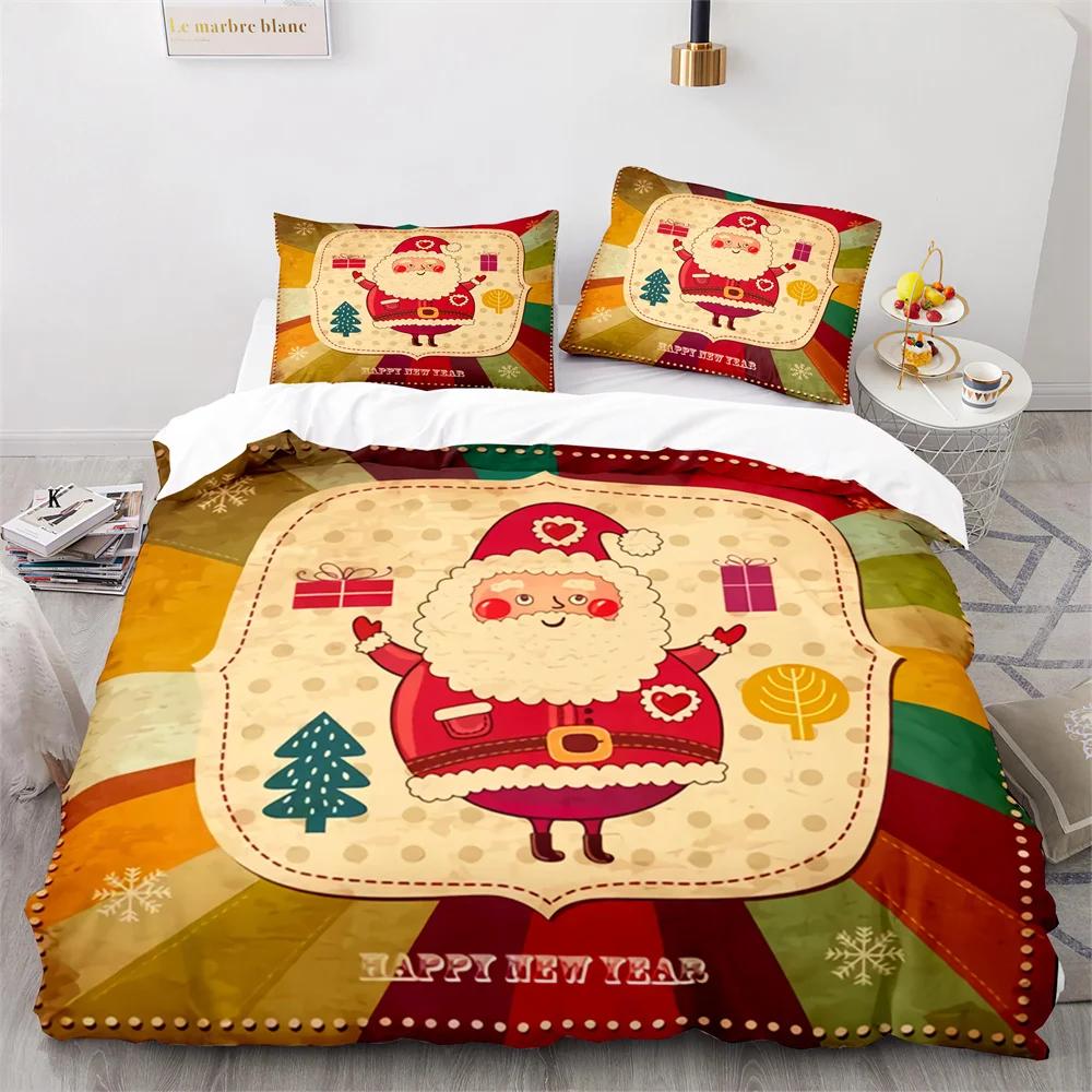 Merry Christmas Duvet Cover Red Santa Claus Theme For Kids Teens Children Women Boys Girls Happy New Year Decoration Quilt Cover