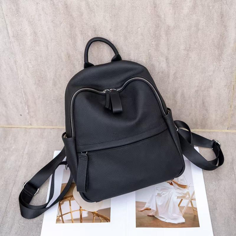 

Leather Female Shoulder Bag Head Layer Leather Backpack Work Commuting Backpack Light Travel Bag Schoolbag Female